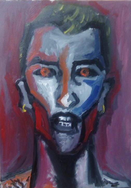Peinture intitulée "Machine Gun Kelly p…" par Angel Abregu, Œuvre d'art originale, Huile
