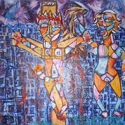 Painting titled "Jesu With A hard On…" by Cinderella Snow White Smith, Original Artwork