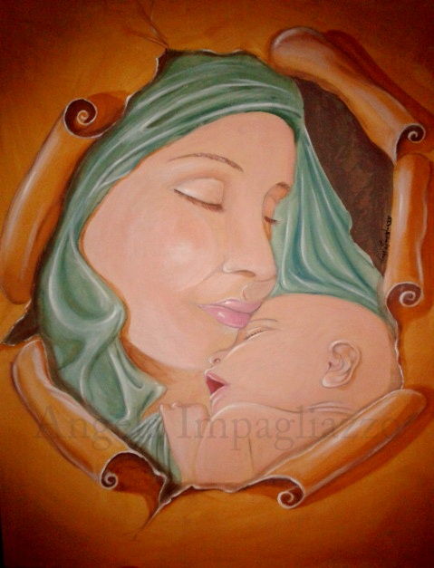 Painting titled "Madonna con Bambino" by Angela Impagliazzo, Original Artwork