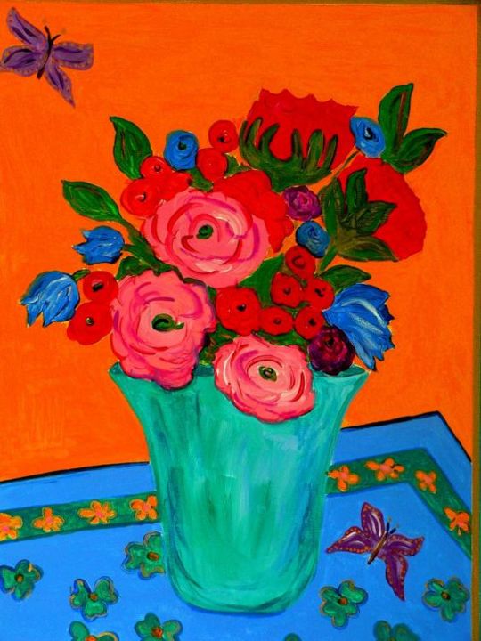 Painting titled "Birthday Bouquet Da…" by Angela Nori, Original Artwork