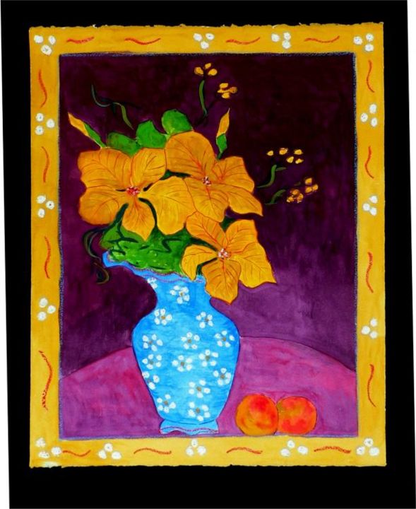 Painting titled " Yellow Flowers in…" by Angela Nori, Original Artwork