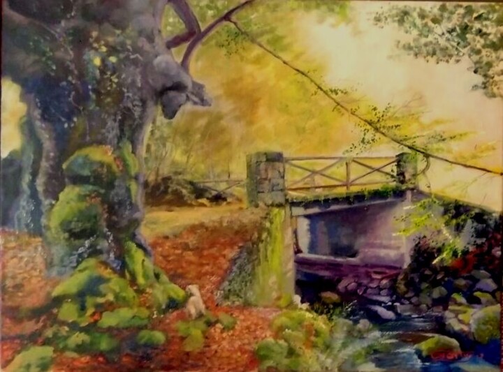 Pintura titulada "Puente en Ucieda" por Martin, Obra de arte original, Oleo