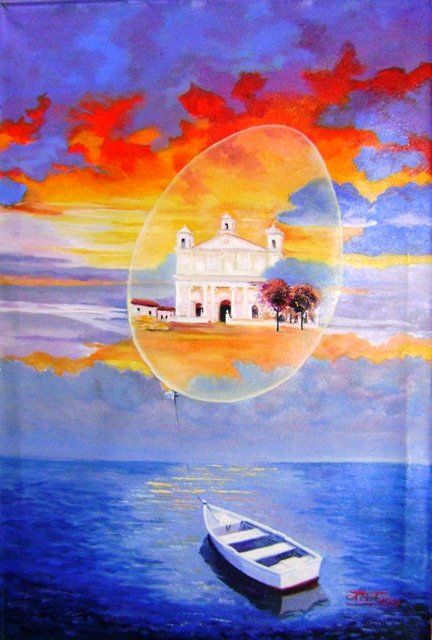 Pittura intitolato "la barca" da Martin, Opera d'arte originale, Olio