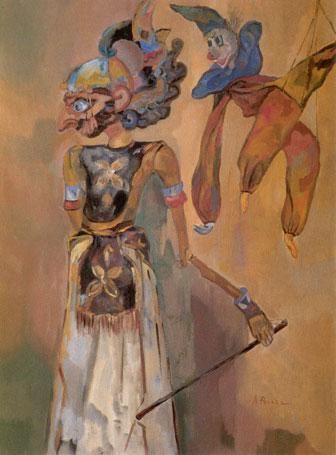 Pittura intitolato "MARIONETAS" da Ángeles Peláez Talasac, Opera d'arte originale, Olio