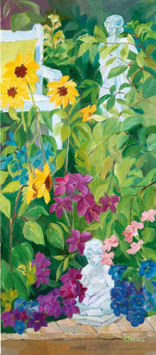 Painting titled "ENTRE FLORES" by Ángeles Peláez Talasac, Original Artwork, Oil