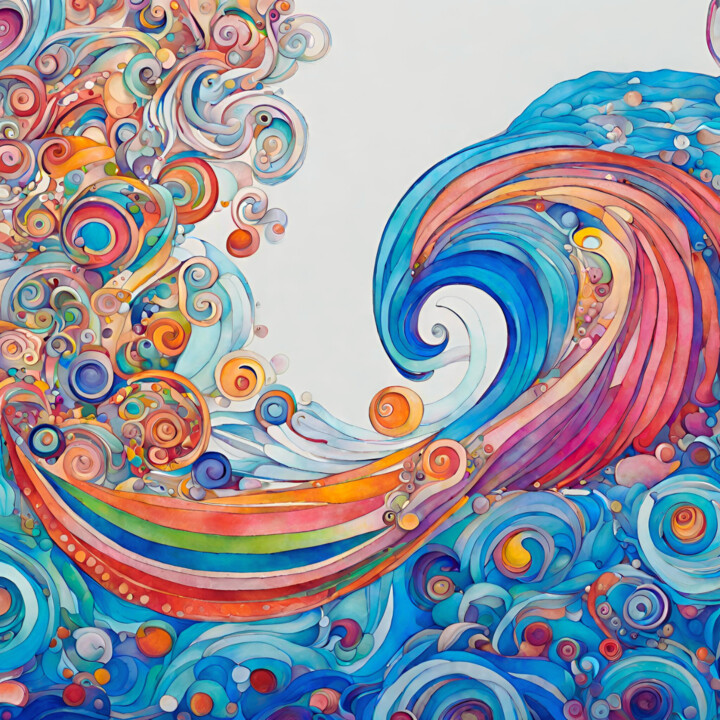 Цифровое искусство под названием "Liquid Thunder" - Angelica Hurtiger, Подлинное произведение искусства, Изображение, сгенер…