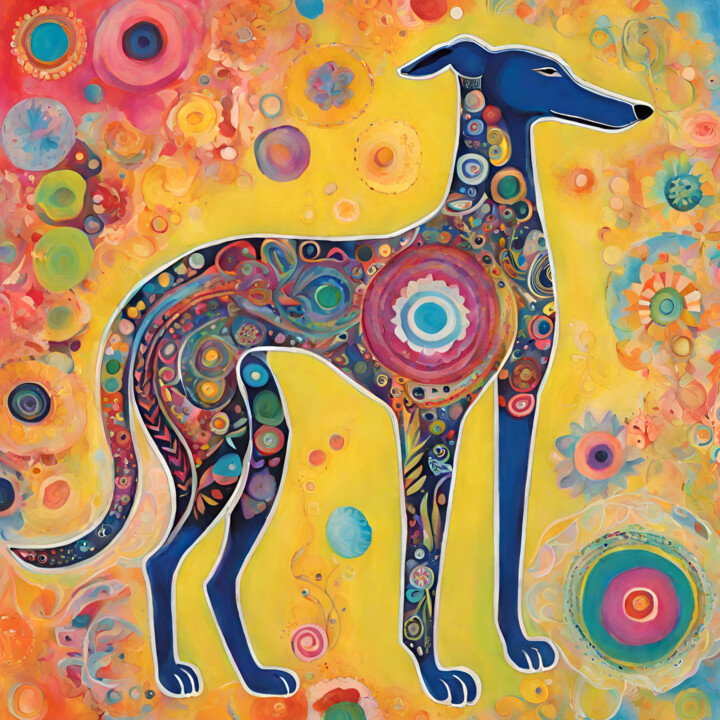 Arte digitale intitolato "Greyhound" da Angelica Hurtiger, Opera d'arte originale, Immagine generata dall'IA
