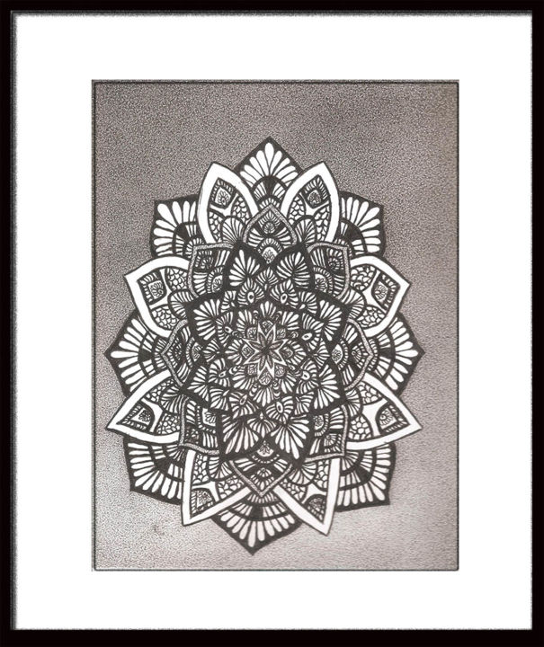 Desenho intitulada "Mandala  1" por Angelica Trompieri, Obras de arte originais, Tinta