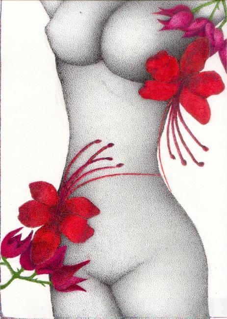 图画 标题为“A flor da pele” 由Angelica Trompieri, 原创艺术品, Silverpoint