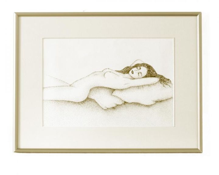 Desenho intitulada "Mulher deitada" por Angelica Trompieri, Obras de arte originais, Tinta