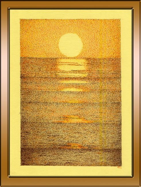 Desenho intitulada "por do sol (coucher…" por Angelica Trompieri, Obras de arte originais, Outro