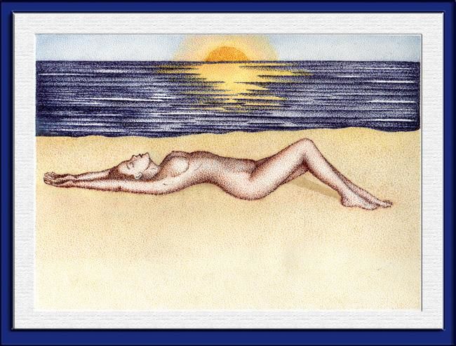 Zeichnungen mit dem Titel "mulher na praia (wo…" von Angelica Trompieri, Original-Kunstwerk, Silberstift