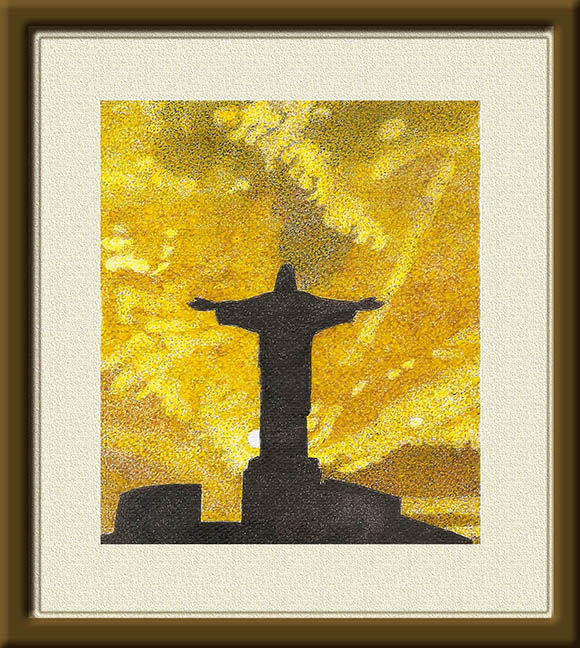 Drawing titled "Cristo Redentor - f…" by Angelica Trompieri, Original Artwork, Ink