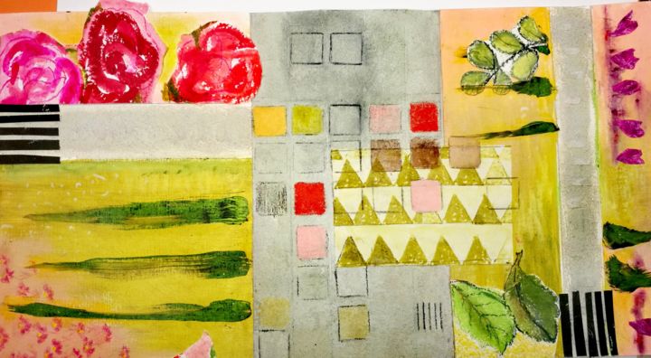 Painting titled "Schrebergartenkolon…" by Angelika Wesener, Original Art, Acrylic
