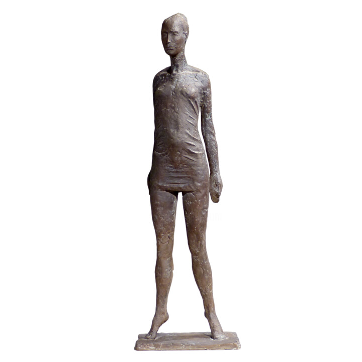 Sculpture titled "Gespannt" by Angelika Kienberger, Original Artwork, Bronze