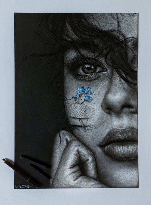 Рисунок под названием "не забуду ..." - Angelika Lomako, Подлинное произведение искусства, Древесный уголь