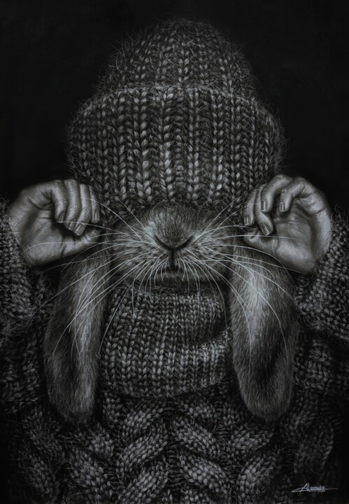 绘画 标题为“"Mom, I'm in a hat.…” 由Angelika Lomako, 原创艺术品, 木炭
