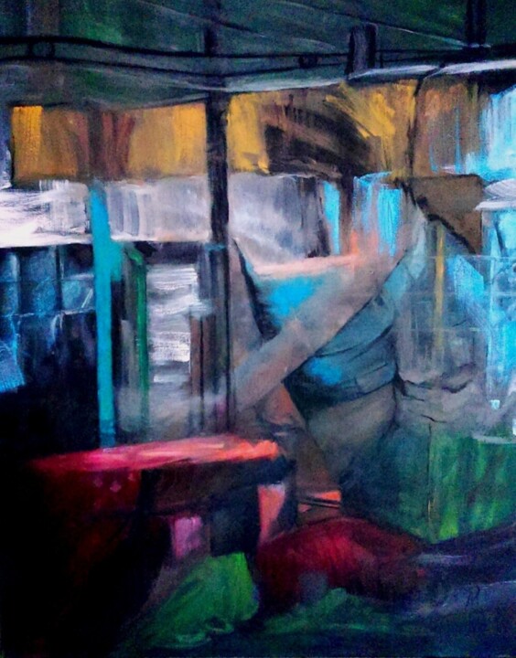 Pittura intitolato "Abstract me 1" da Angelika Poels, Opera d'arte originale, Olio