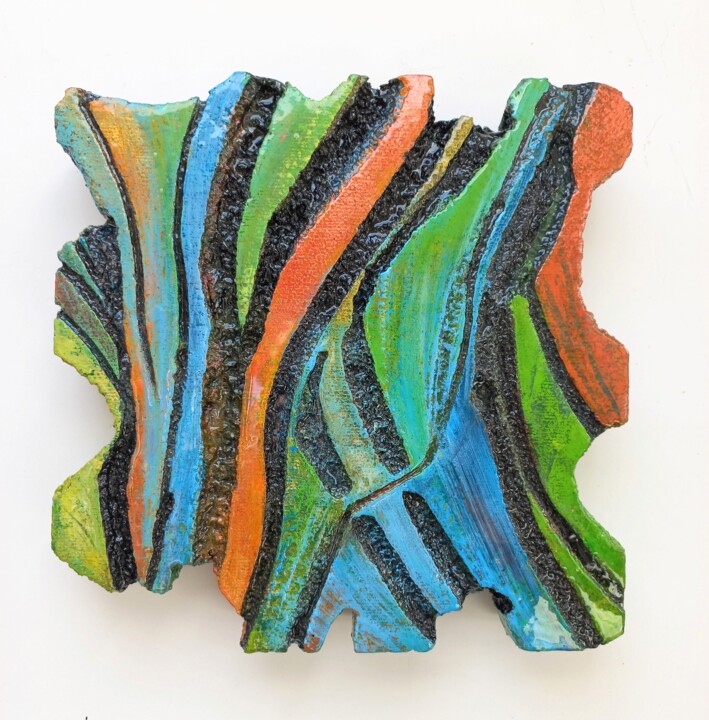 Картина под названием "Colorful shapes" - Angelika Poels, Подлинное произведение искусства, Камень