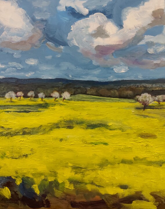 "Yellow Field and Ch…" başlıklı Tablo Angelika Scheibler tarafından, Orijinal sanat, Akrilik