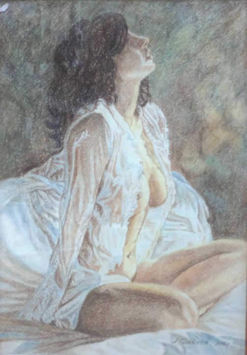 Картина под названием "Нежность" - Гулавская Анжелика, Подлинное произведение искусства, Пастель