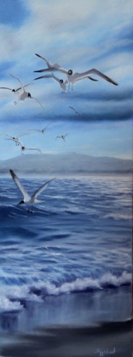 Картина под названием ""Seagulls"" - Ageliki [Αγγελικη], Подлинное произведение искусства, Масло