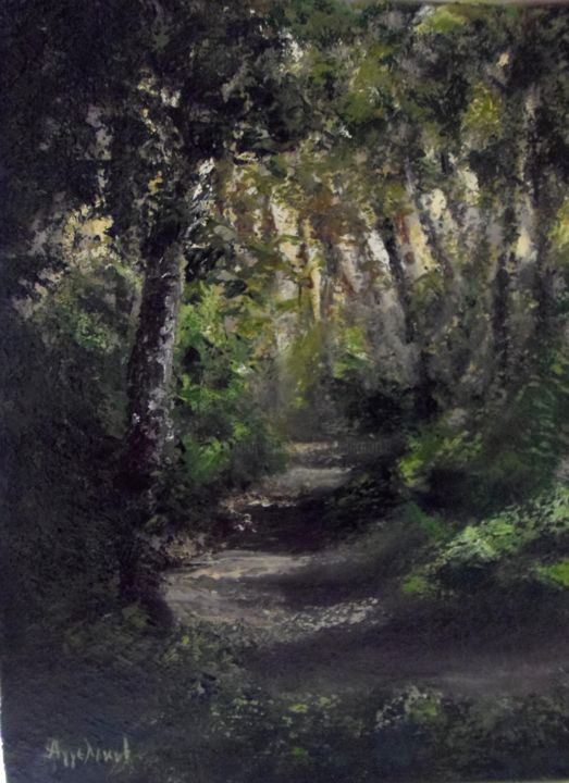 Painting titled ""Path"" by Ageliki Aggelike, Original Artwork, Oil