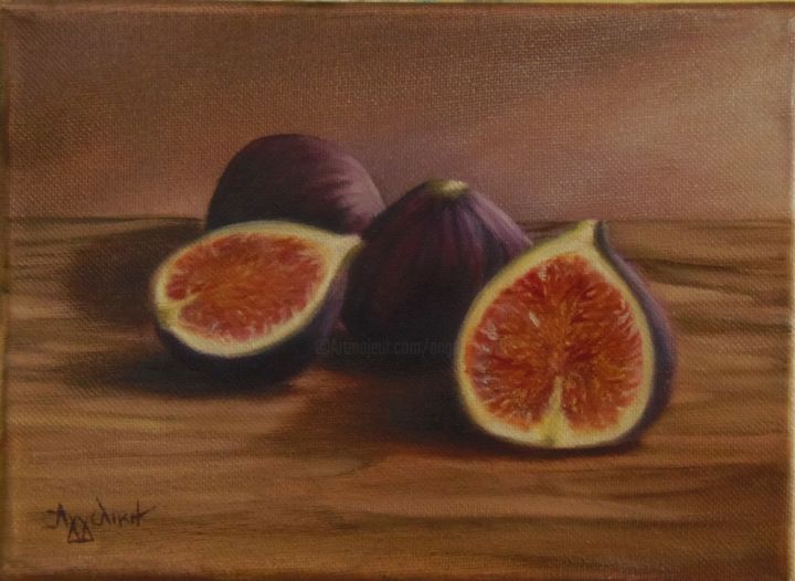Painting titled ""Figs"" by Ageliki Aggelike, Original Artwork, Oil