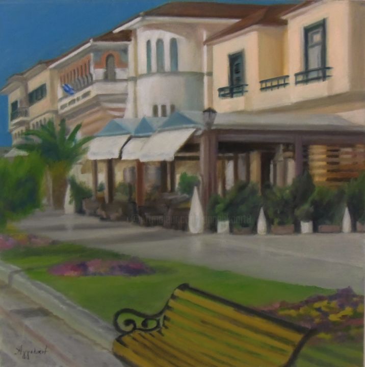 Painting titled ""A sunny morning"" by Ageliki Aggelike, Original Artwork, Oil