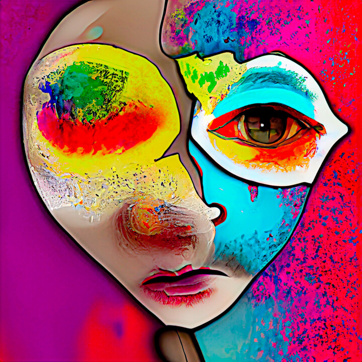 "The face" başlıklı Dijital Sanat Angelina Alves tarafından, Orijinal sanat, AI tarafından oluşturulan görüntü