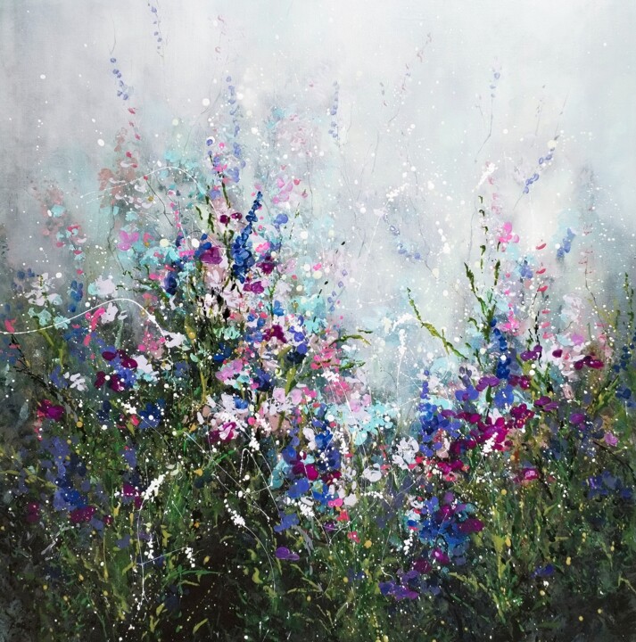 Картина под названием "Les fleurs de champ." - Angelina Ermakova, Подлинное произведение искусства, Акрил Установлен на Дере…