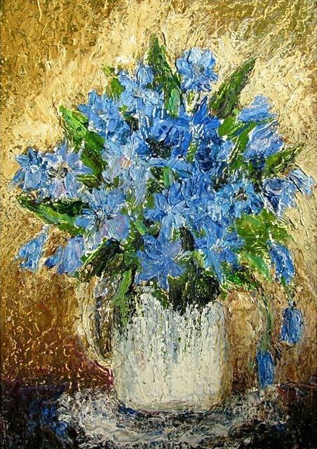 Pittura intitolato "Spring flowers. Вес…" da Angelina Maslikova, Opera d'arte originale, Olio