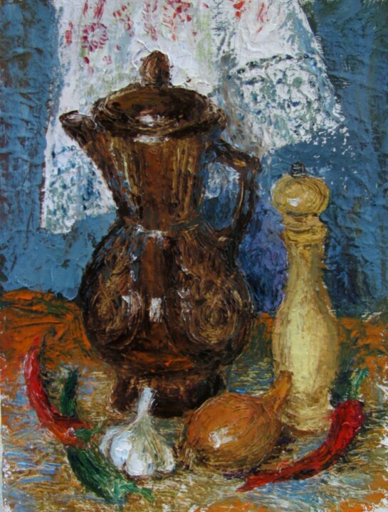 Painting titled "Still-life" by Angelina Maslikova, Original Artwork, Oil