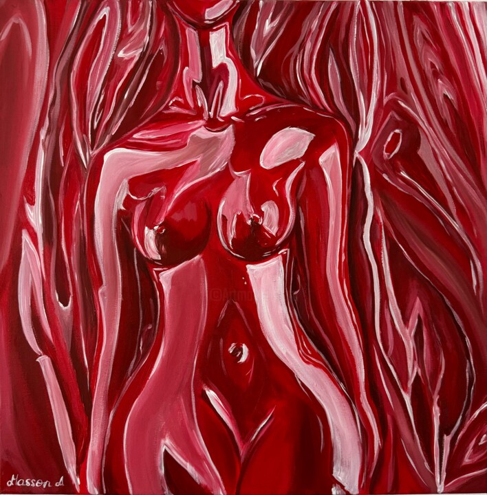Картина под названием "В латексе" - Angelina Masson, Подлинное произведение искусства, Акрил Установлен на Деревянная рама д…