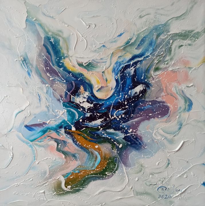 Peinture intitulée "Синяя птица" par Angelina Damenia, Œuvre d'art originale, Huile