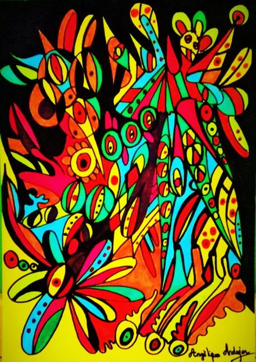 Drawing titled "rêve éveillé!" by Angélique Andujar, Original Art, Marker