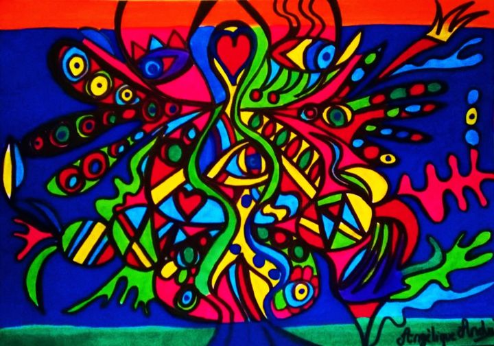 Drawing titled "pieuvre des abysses!" by Angélique Andujar, Original Art, Marker
