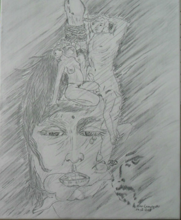 Dessin Sur Toile Aux Multiples Crayons Intitulé