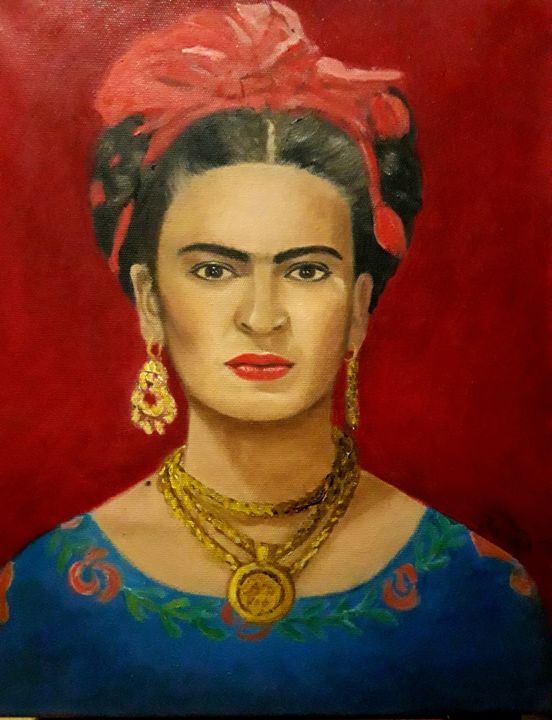 Ζωγραφική με τίτλο "Frida Kalo" από Olga Khaladzhieva, Αυθεντικά έργα τέχνης, Λάδι