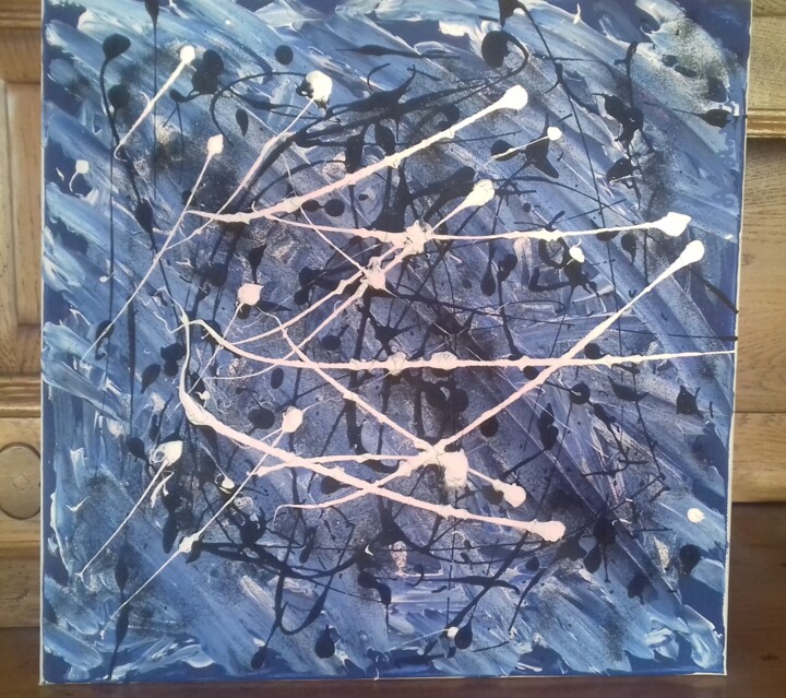 Painting titled "Le grand Bleu" by Angélique Andujar, Original Artwork, Acrylic Mounted on Wood Stretcher frame