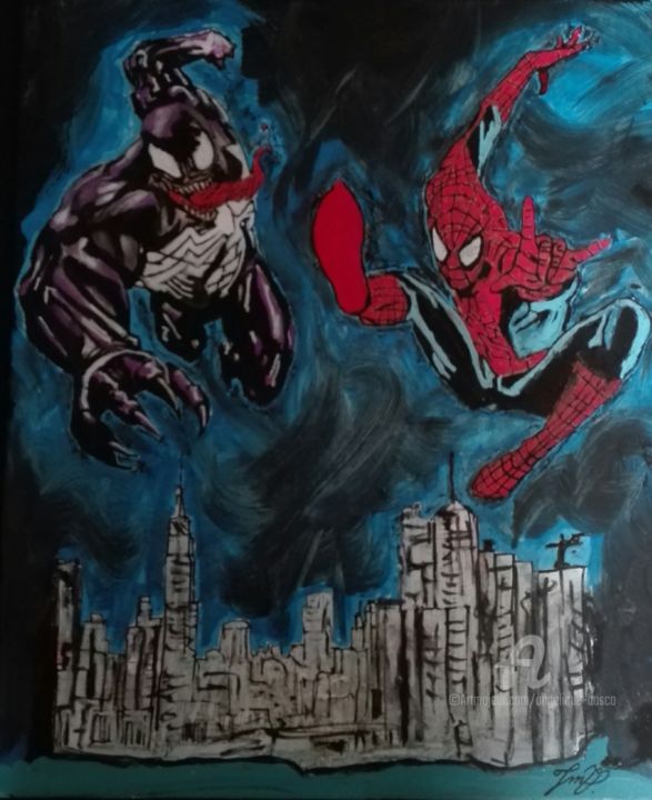 Venom Vs Spiderman Painting By Jean Marie Vandaele Artmajeur