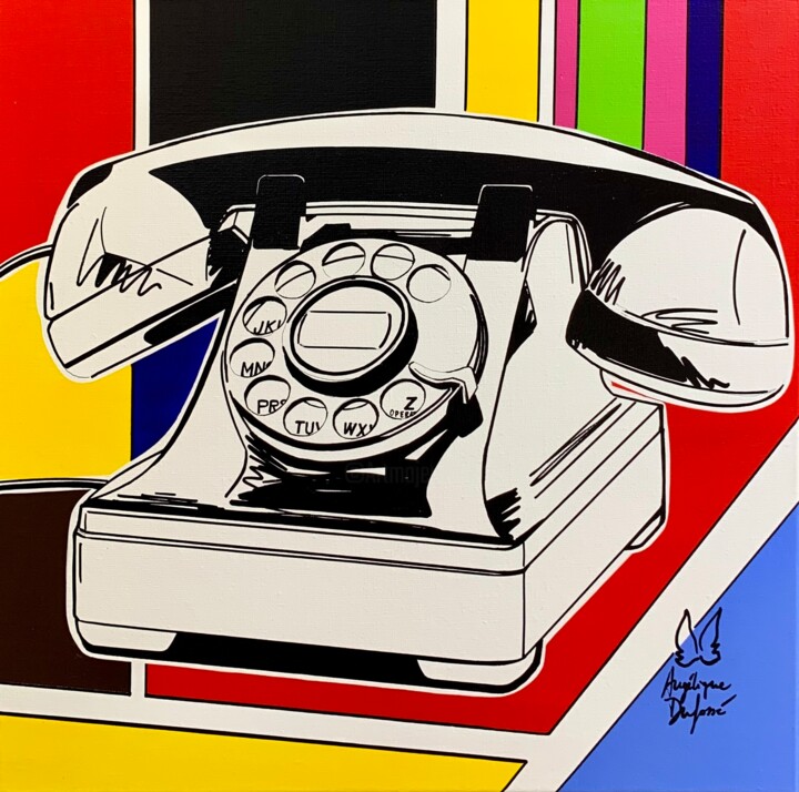 Painting titled "C’est un téléphone" by Angélique Dufossé, Original Artwork, Acrylic