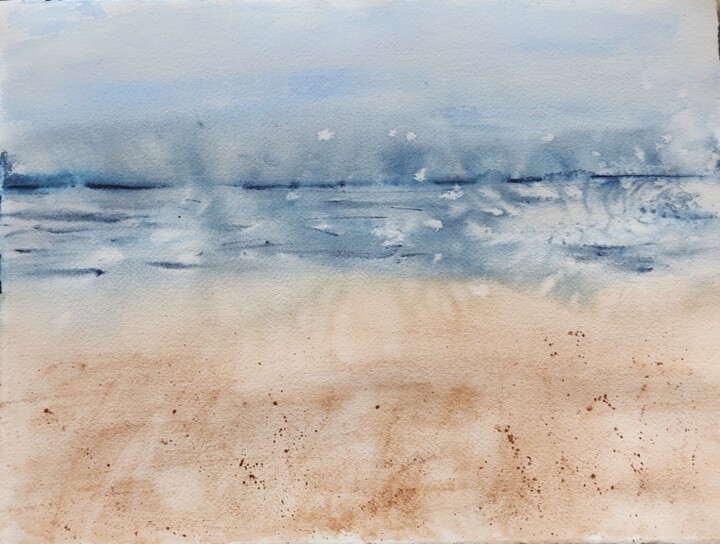 "Sur la plage" başlıklı Tablo Angelique Ksiazek tarafından, Orijinal sanat, Suluboya