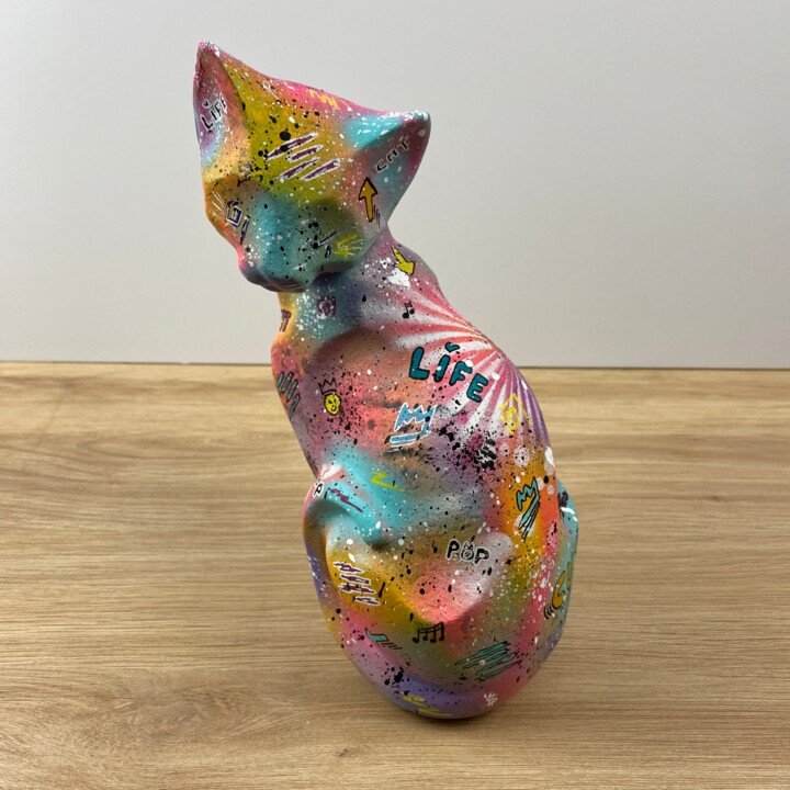 Sculpture titled "Cattus Sculpture Po…" by Angélique Louail, Original Artwork, Acrylic