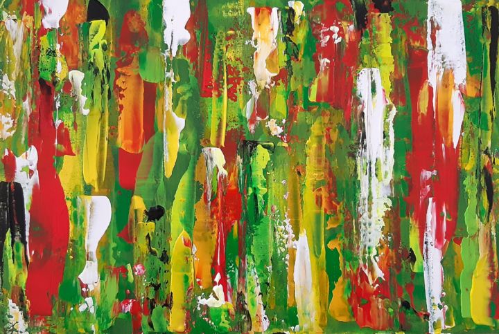Painting titled "Forêt" by Angelique Mouton, Original Artwork, Acrylic