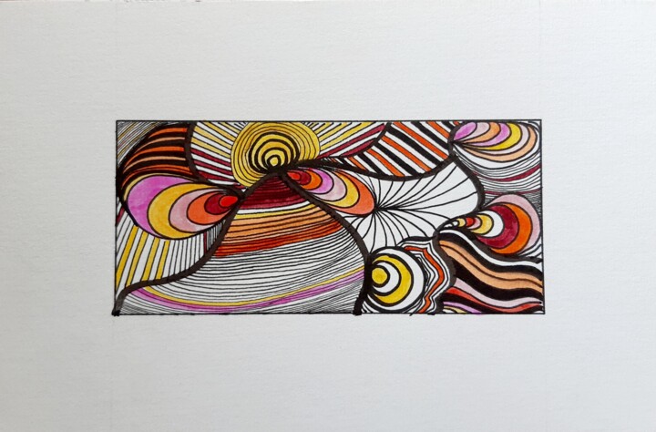 Dibujo titulada "Soleil levant" por Angelique Mouton, Obra de arte original, Pigmentos