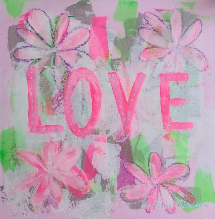 Peinture intitulée "Love, love, love !" par Angélique Pécriaux, Œuvre d'art originale, Acrylique