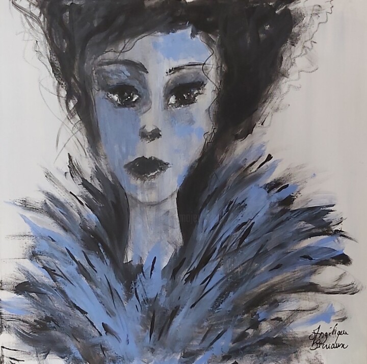 Painting titled "Leontine" by Angélique Pécriaux, Original Artwork, Acrylic Mounted on Wood Stretcher frame
