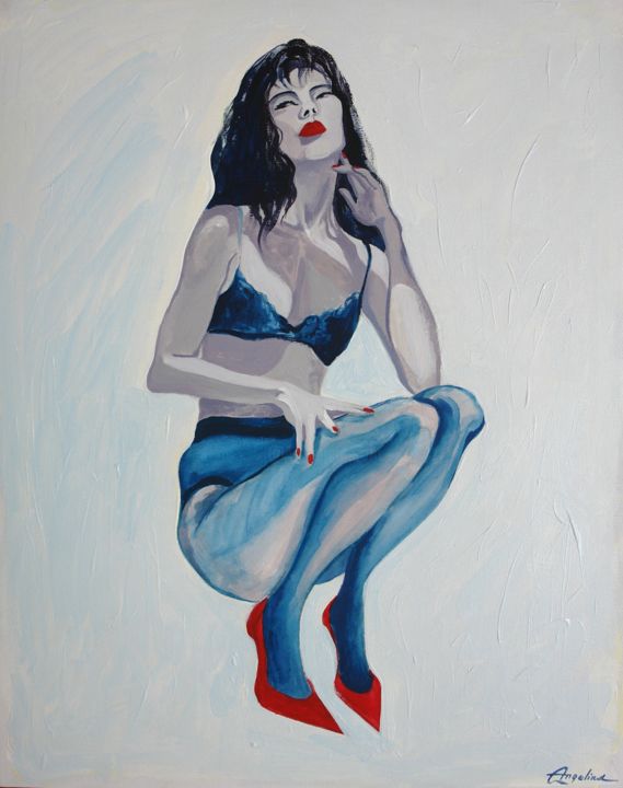 Peinture intitulée "Pretty Woman" par Angelina Gavrilova, Œuvre d'art originale, Acrylique
