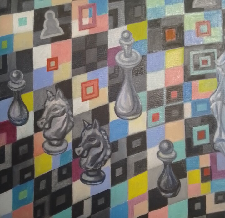 Chess match Painting by Maria Galan